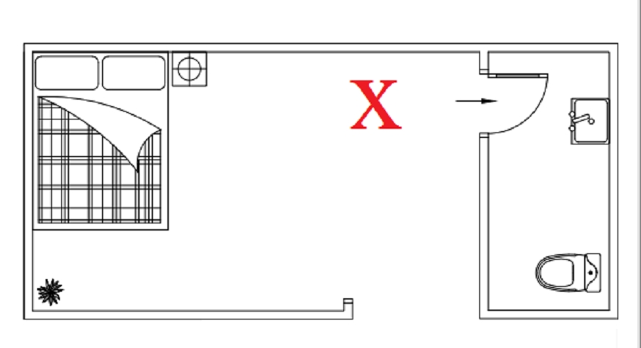 Kê giường ngủ cạnh nhà vệ sinh